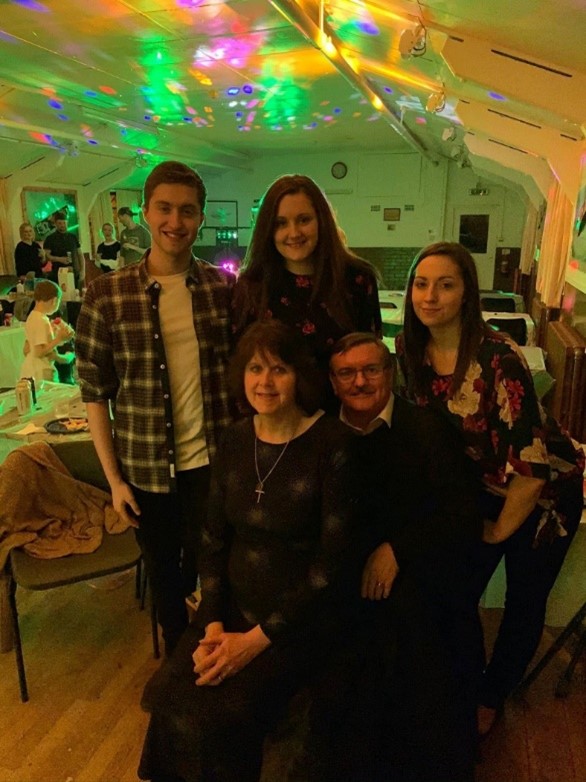 James pictured with family at a party